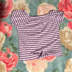 The Children’s Place small 5/6 purple and white stripe short sleeve shirt